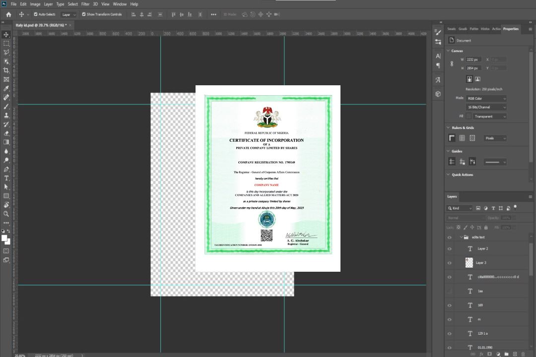Modèle Word et PDF de certificat de constitution du Nigeria template Modèle Word et PDF de certificat de constitution du Nigeria template